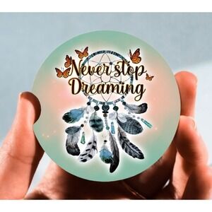 Set of 2‎ Car Coasters, Never Stop Dreaming Car Coaster, Neoprene Car Coaster